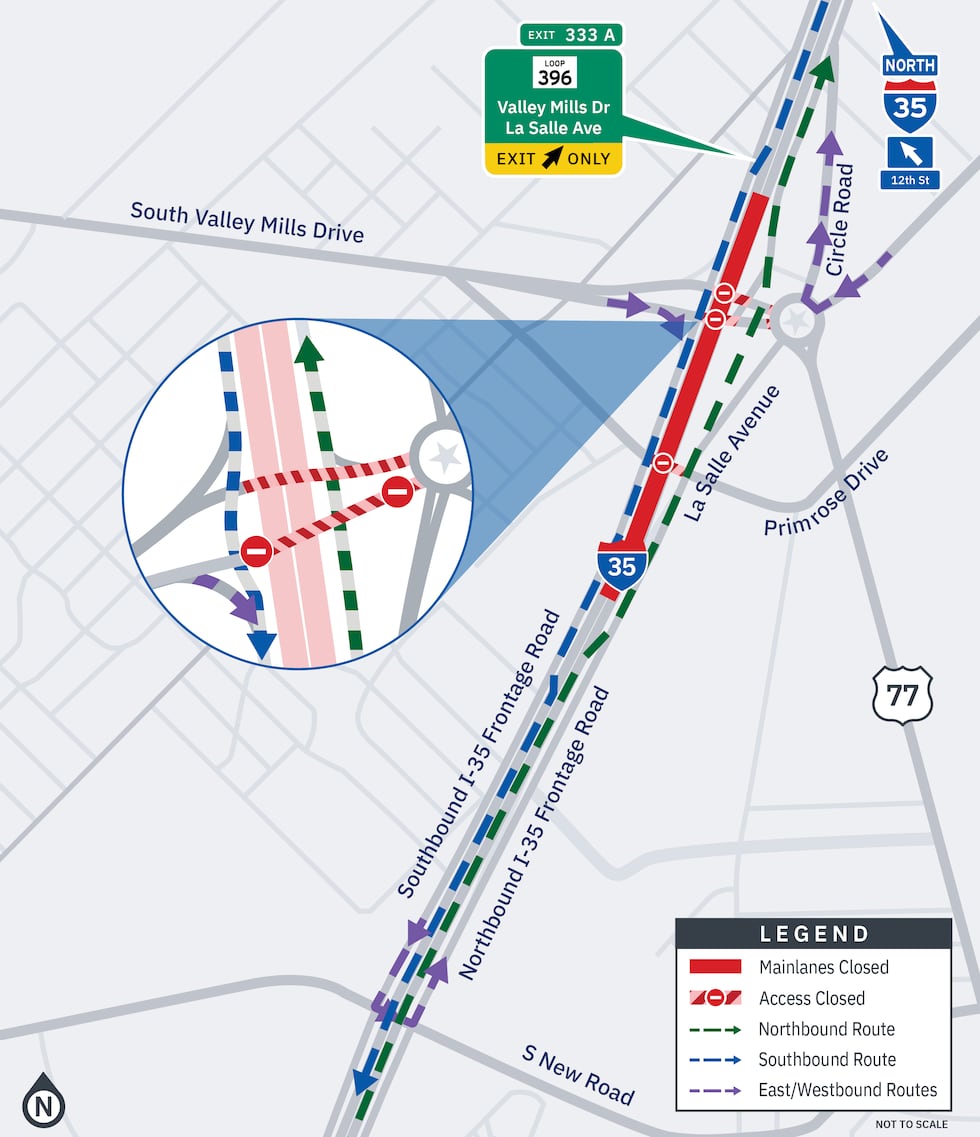 ALERTA DE TRÁFICO: Se prevén cierres nocturnos de los carriles principales de la I-35 en Waco...