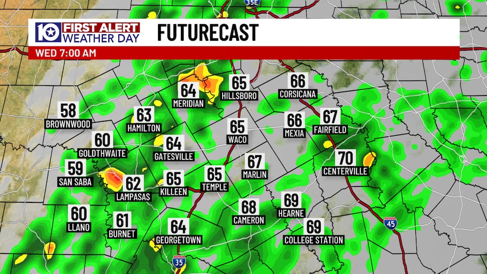 The second round of thunderstorms arrive around 10 PM and should weaken below severe storm...