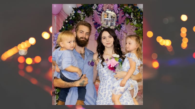 Dalton Mahon, 23, is pictured with his wife, Kaylee, and their children. Mahon died following...