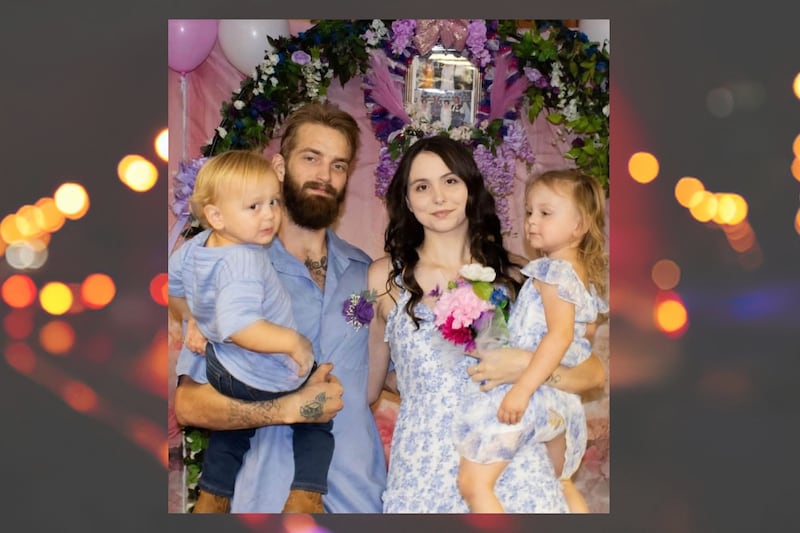 Dalton Mahon, 23, is pictured with his wife, Kaylee, and their children. Mahon died following...
