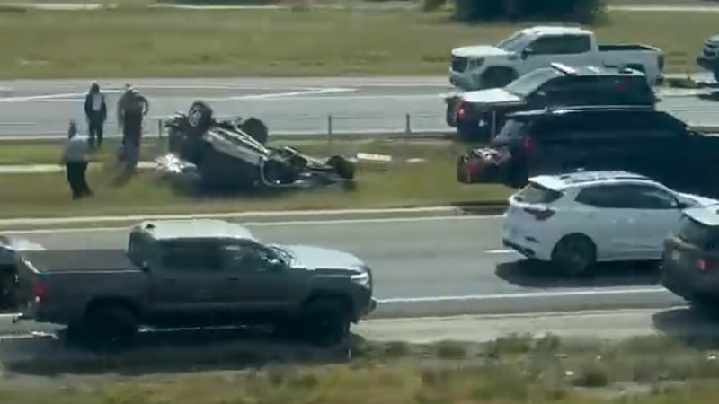 Police investigate a major crash on N Earl Rudder FWY