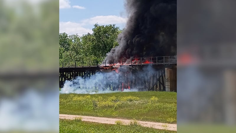 Firefighters are responding to a fire on Monday afternoon on the railroad tracks at the Brazos...