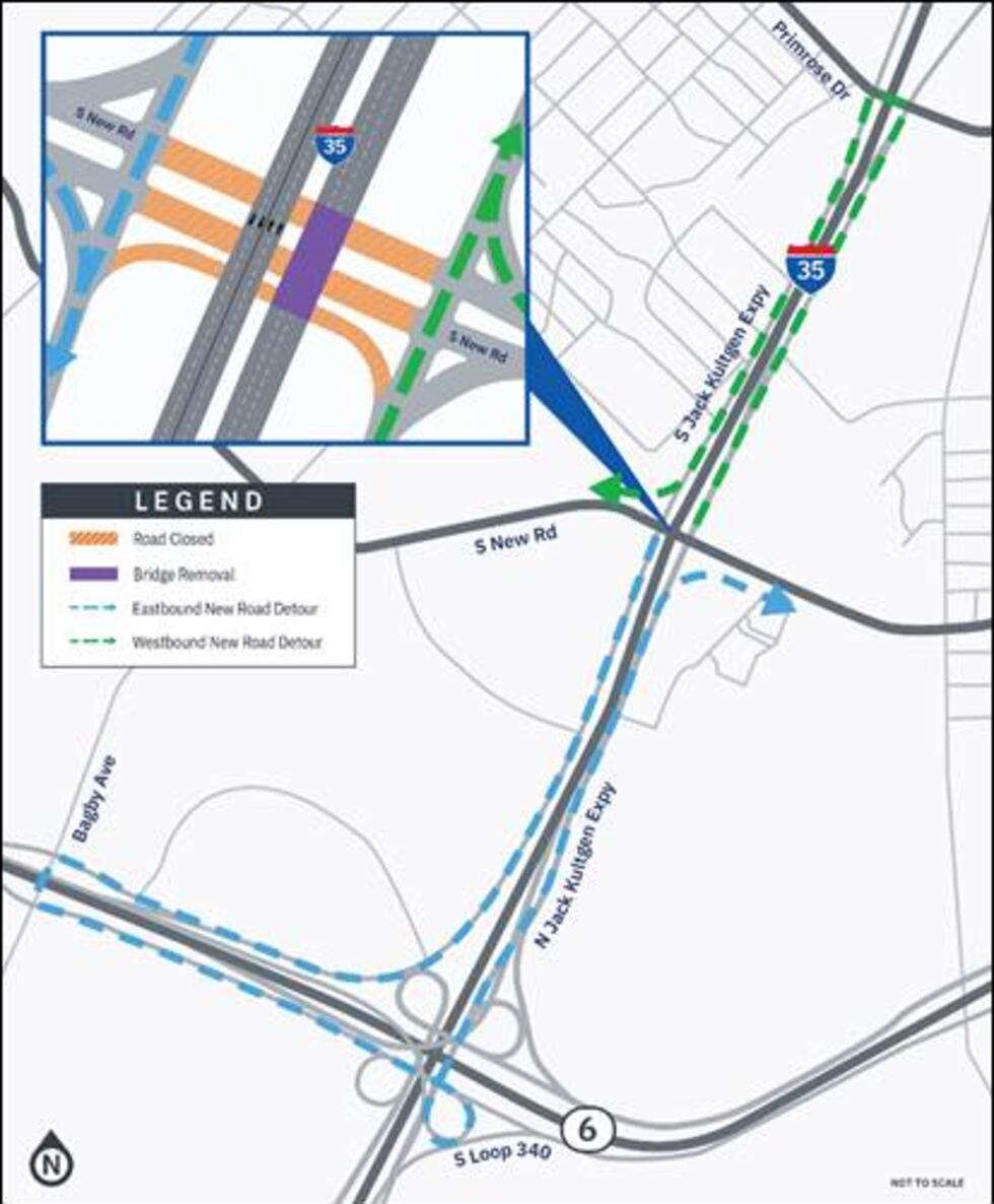Rutas alternativas de TxDOT para el cierre del puente de New Road