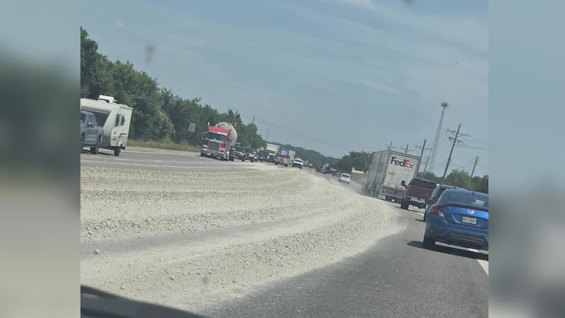 White rocks cover Highway 6 entering Hearne