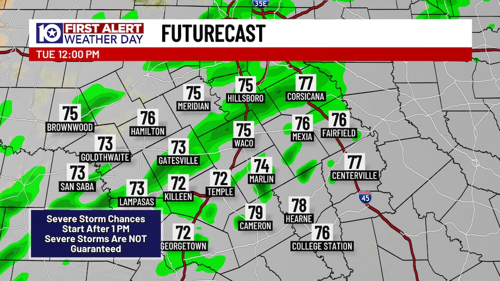 The first round of thunderstorms could *potentially* blossom between roughly 1 PM to 7 PM....