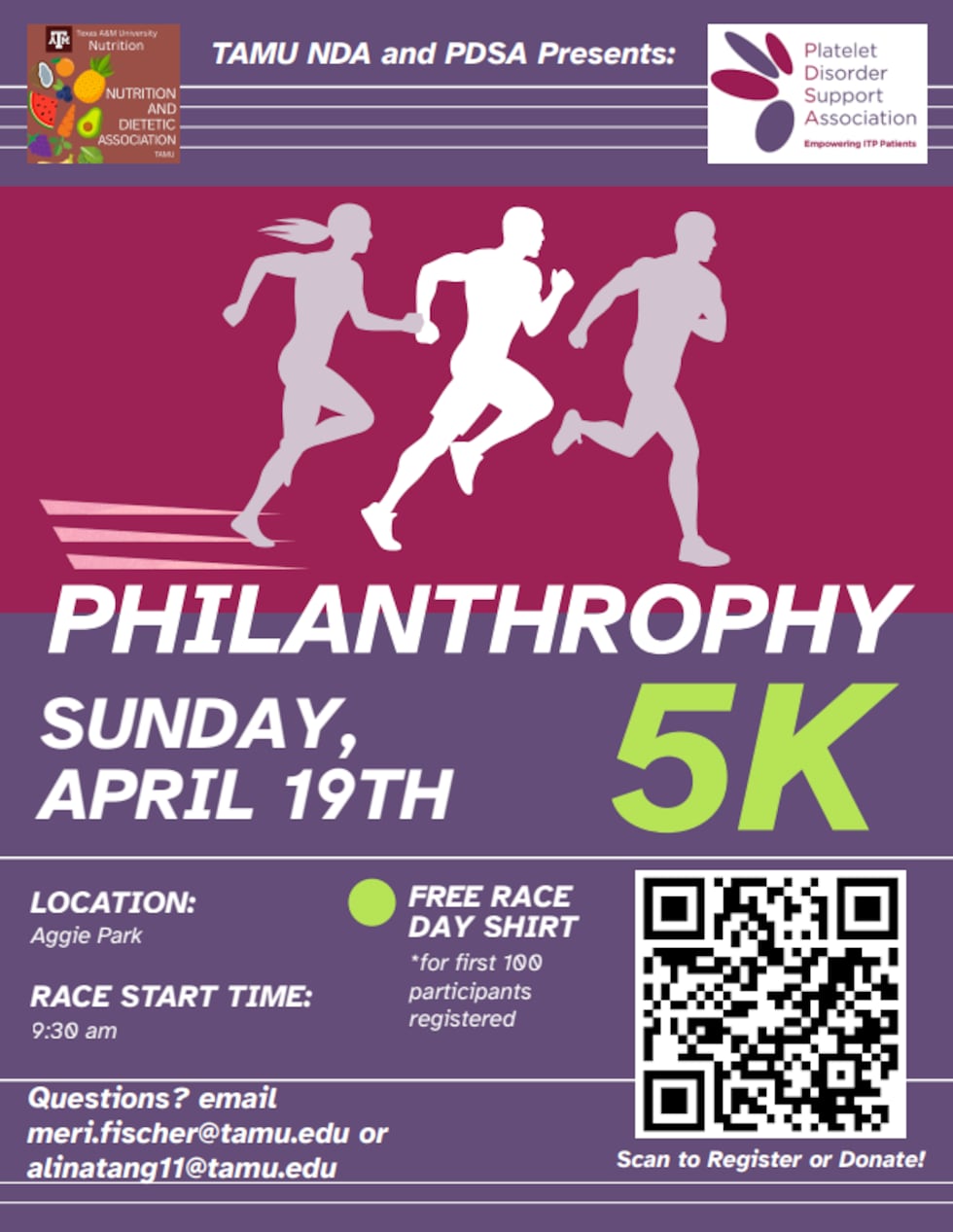 La carrera «Pump It Up For Platelets 5K» tendrá lugar el 19 de abril a las 9:00 a. m.