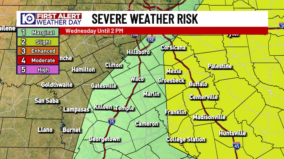 With a slower departure of thunderstorms, cities and towns near and especially east of I-35...