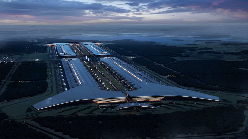 A video posted to X Thursday morning depicts what the massive 2.5-mile-long building and...