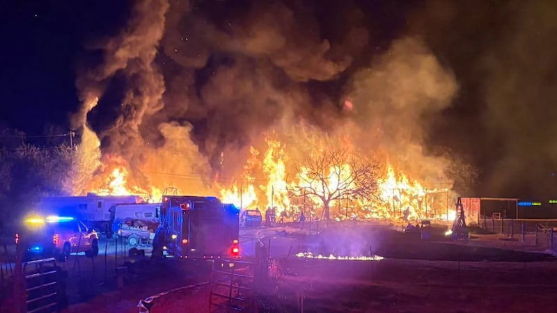 Fire crews battle structure fire near Moffat