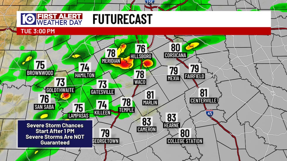 The first round of thunderstorms could *potentially* blossom between roughly 1 PM to 7 PM....