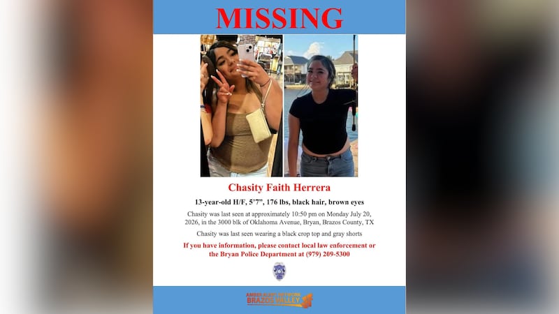 Missing teen reported in Bryan: Chasity Faith Herrera