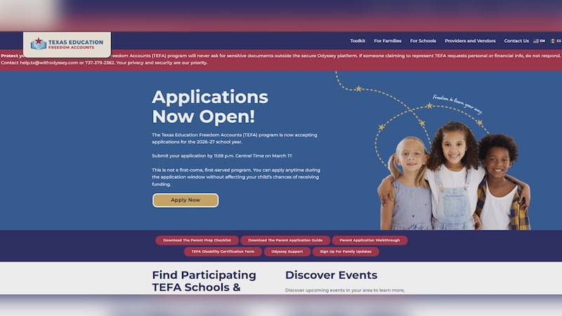 Texas Education Freedom Accounts portal