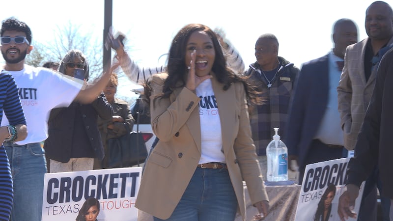 Rep. Crockett addressing crowd in Killeen