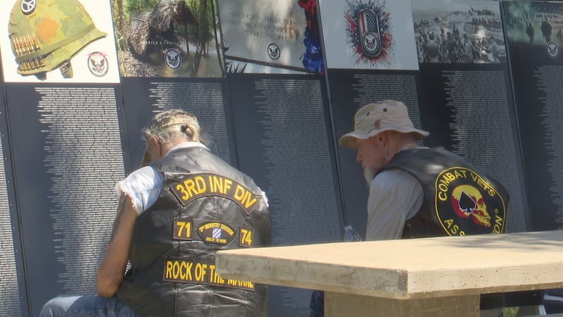 Veterans memorial wall at Meridian City Park