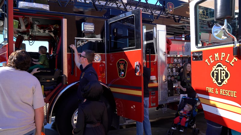 Children gathered at the Temple Central Fire Station for the Temple Fire & Rescue for Fire...