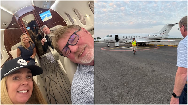 Jay Simmons and his wife Ginger escaped Puerto Vallarta in a chartered plane.