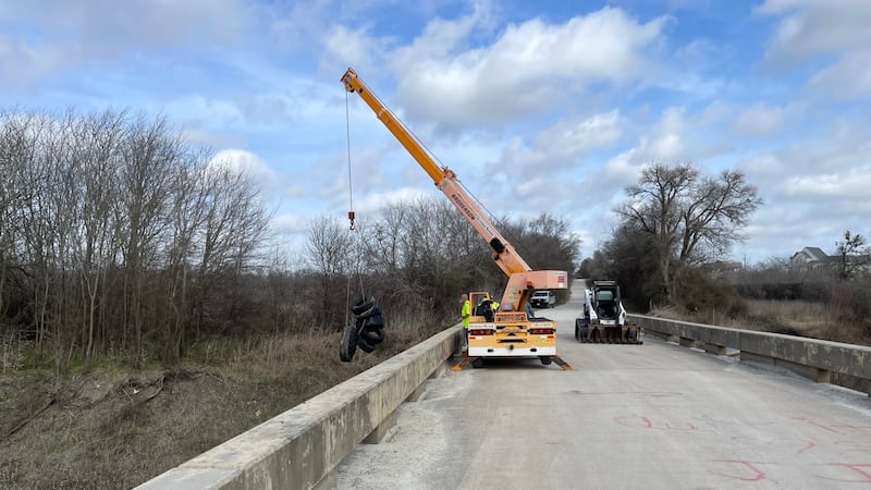 Grimes County crews remove hundreds of illegally dumped tires from Holland Creek
