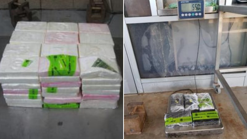 Paquetes con 326 libras de cocaína y paquetes con 12 libras de heroína.