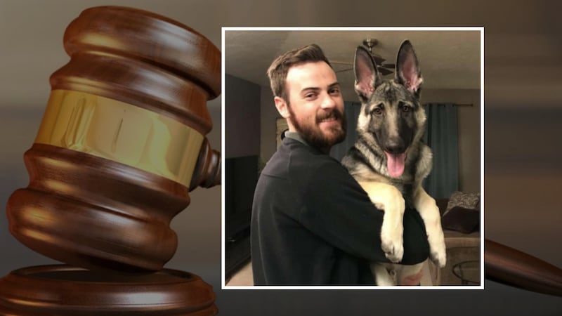 Kyle Joseph Nielsen with his dog.