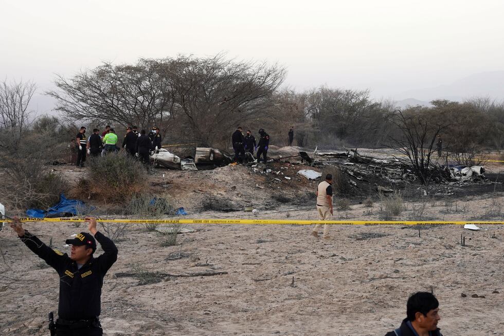 La policía inspecciona los restos de una avioneta que se estrelló durante un vuelo turístico...