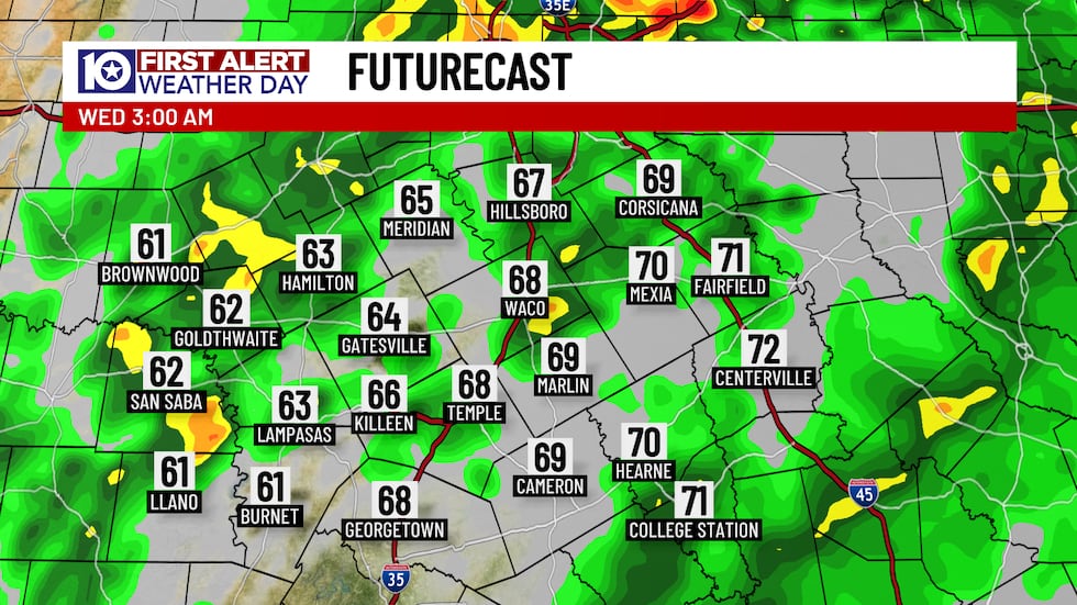 The second round of thunderstorms arrive around 10 PM and should weaken below severe storm...