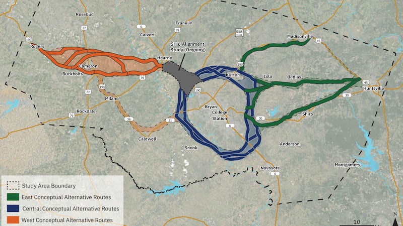 Nuevos mapas de TxDOT muestran dónde se construirían nuevas autopistas en el Valle de Brazos.