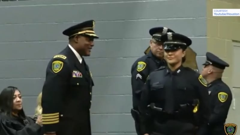 Ashley Gonzalez seen here in a Houston Police Department ceremony.