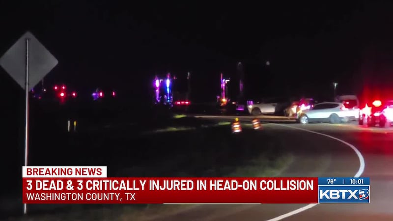 3 killed, 3 critically injured in head-on crash near Navasota