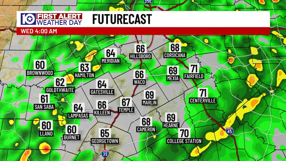 The second round of thunderstorms arrive around 10 PM and should weaken below severe storm...