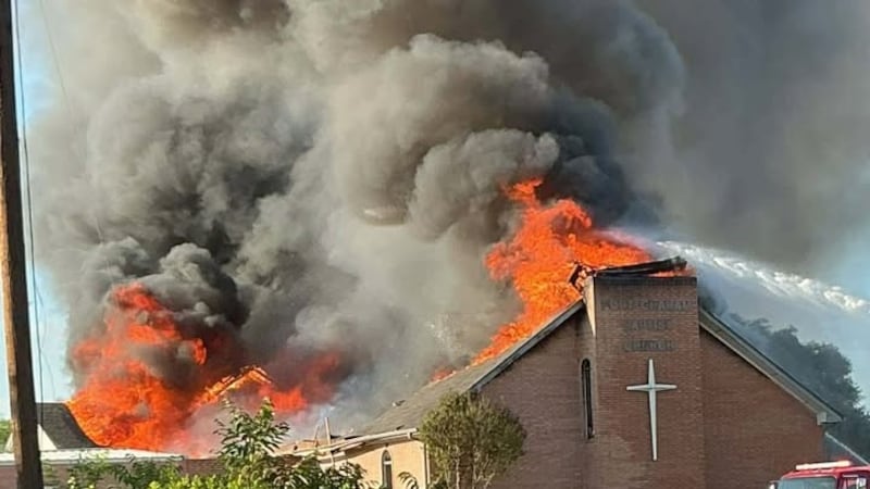 Fire crews battle blaze at Fort Graham Baptist Church in Whitney