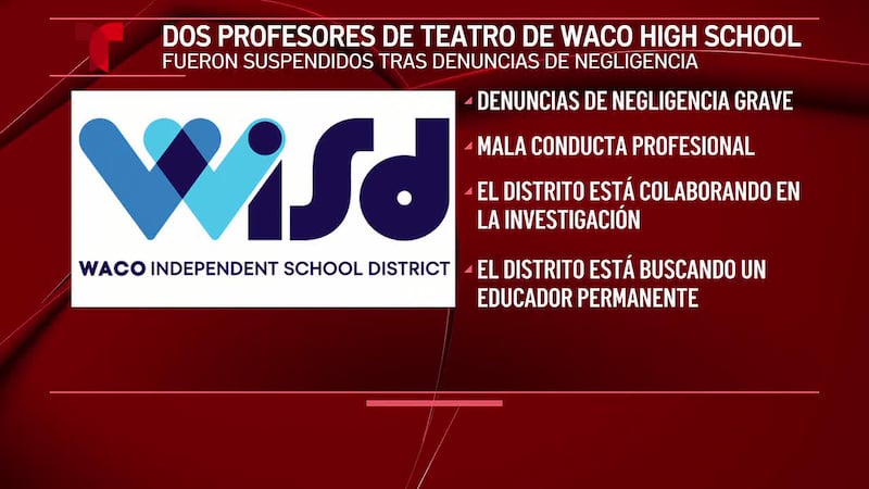 Los maestros de teatro en la preparatoria Waco son suspendidos de sus funciones