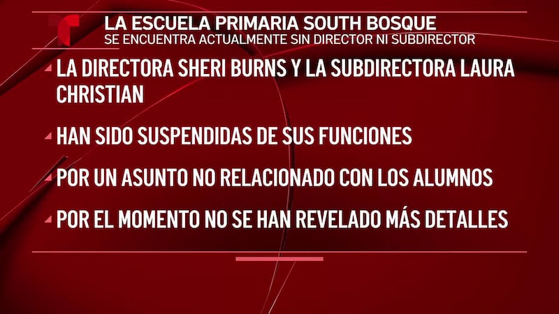 La directora de la primaria South Bosque, Sheri Burns, ha sido suspendida de sus funciones