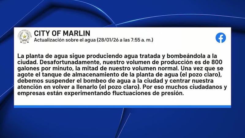 La ciudad de Marlin declara el estado de desastre local mientras bomberos transportan agua a...