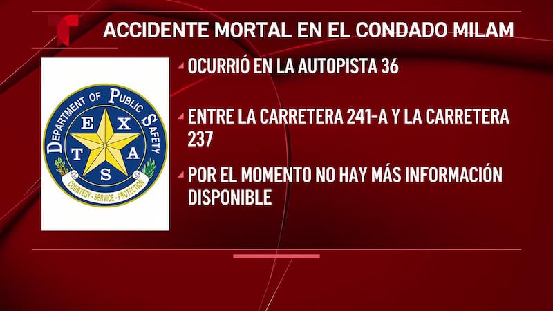 Texas DPS responde a un choque fatal de varios vehículos en el condado de Milam