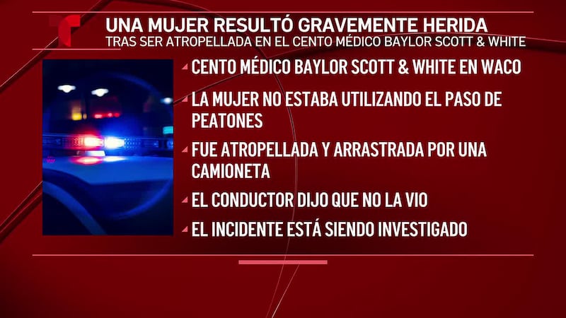Mujer resulta herida tras ser atropellada y arrastrada por una camioneta mientras caminaba en...