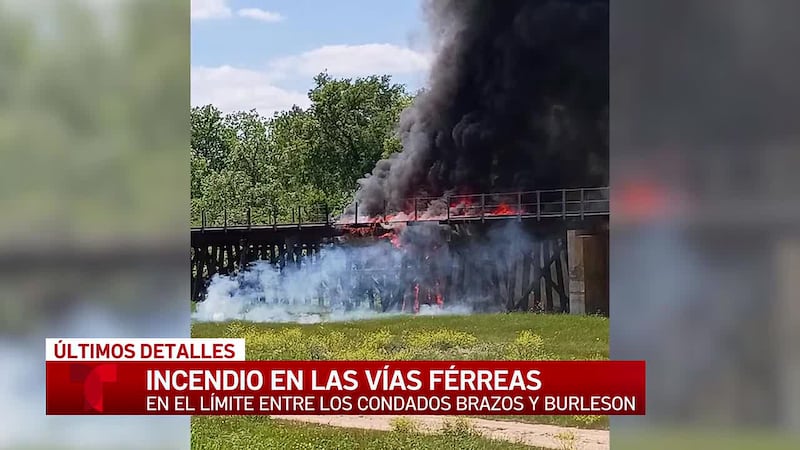 Equipos reparan las vías del tren que se incendiaron junto a la carretera 21, a la altura del...