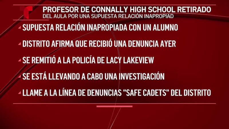 Un maestro de Connally ISD ha sido suspendido tras un reporte de una relación inapropiada con...