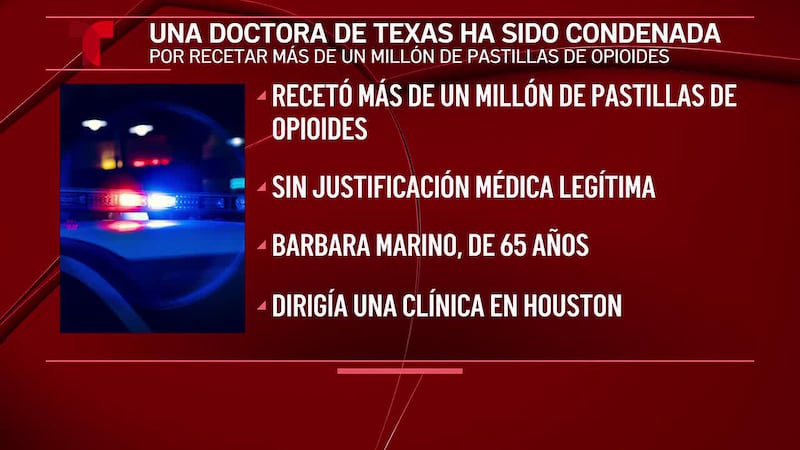 Una doctora de Texas es condenada por distribuir más de un millón de píldoras de opioide
