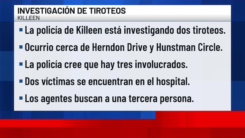 La policía de Killeen está investigando múltiples tiroteos