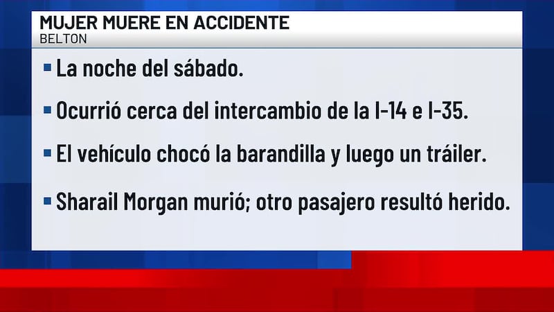Mujer de Waco fallece tras chocar con un semirremolque en un accidente ocurrido a altas horas...