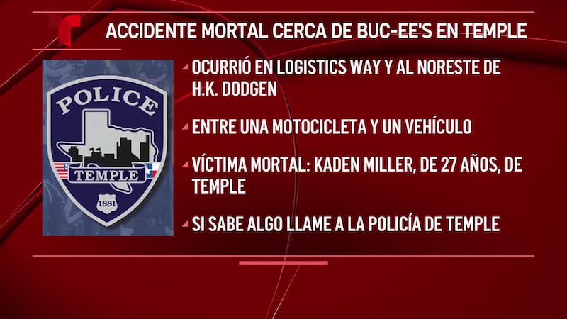 Motociclista muere en un accidente en Temple, Texas