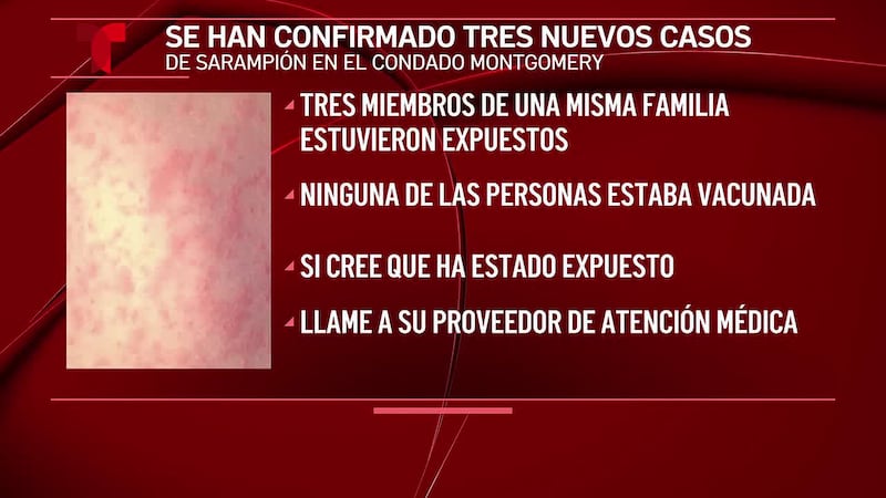 Confirman cuatro casos de sarampión en el condado de Montgomery