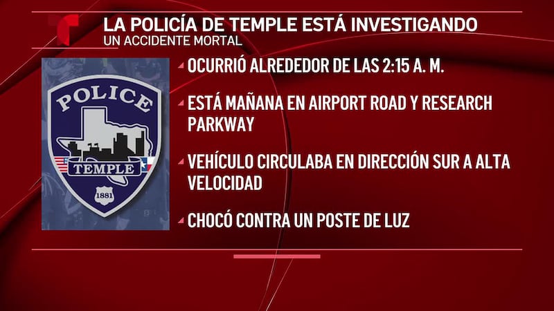 Una persona fallece tras chocar un vehículo a gran velocidad contra un poste de luz en Temple
