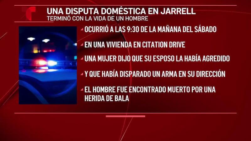 Hombre se disparó a sí mismo después de presuntamente agredir a su esposa en Jarrell, informa...