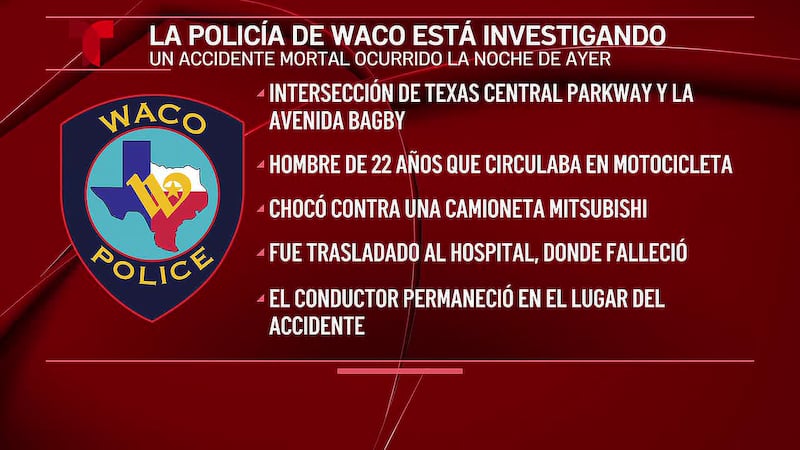 Motociclista muere tras colisión con un todoterreno en Waco
