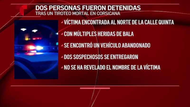 Dos personas están bajo custodia después de un tiroteo mortal en Corsicana