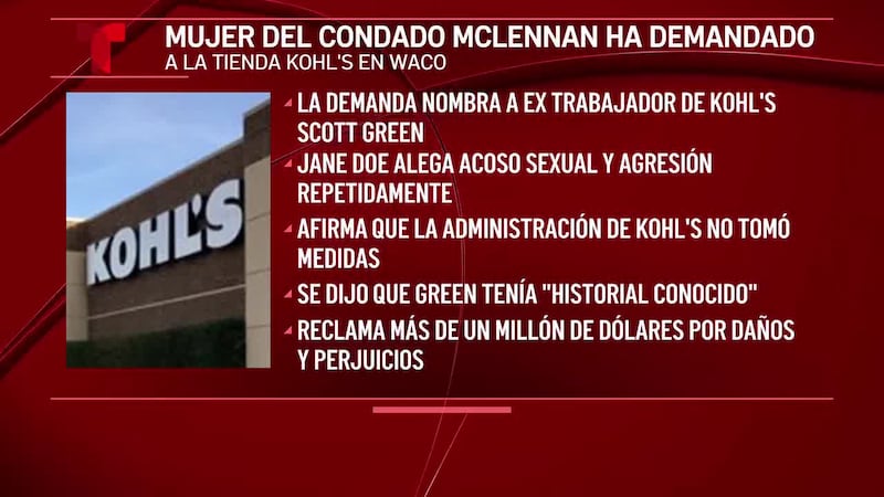 Una mujer de Waco que alega que sufrió acoso sexual mientras trabajaba en Kohl’s busca $1...