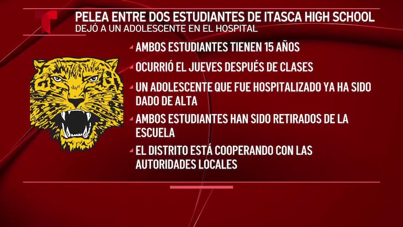 La policía de Itasca investiga una pelea que dejo a un menor de 15 años hospitalizado