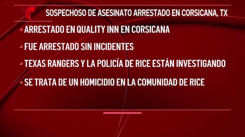 La Oficina del Alguacil del Condado de Navarro arresta a un sospechoso de asesinato en un...