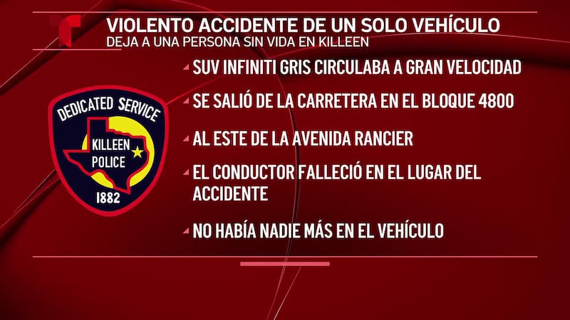 Un conductor muere en accidente ardiente en la avenida East Rancier en Killeen, Texas
